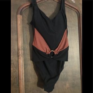 Longitude One Piece Black & Brown Swimsuit